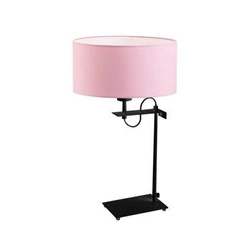 Lampka nocna do sypialni Alaska nowoczesna z abażurem jasny różowy na czarnym stelażu LYSNE 55 cm