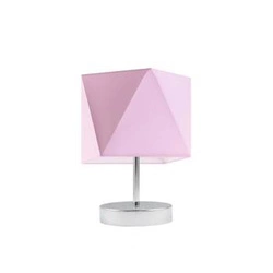 Lampka nocna do sypialni PASADENA nowoczesna z abażurem jasny różowy chrom LYSNE 30 cm