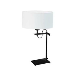 Lampka nocna nowoczesna Alaska z białym abażurem i czarnym stelażem do sypialni 55 cm