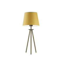 Lampka nocna z abażurem BERGEN musztardowa złota metalowa do sypialni i salonu 50 cm
