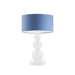 Lampka nocna do sypialni HONOLULU niebieska z abażurem nowoczesna stołowa LYSNE 41 cm