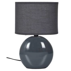 Lampka nocna ceramiczna Intesi owalna szara z abażurem do sypialni nowoczesna 30 cm
