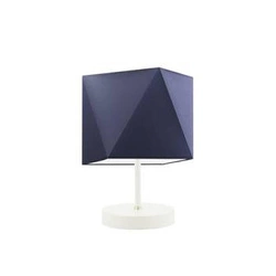 Lampka nocna do sypialni PASADENA z granatowym abażurem nowoczesna biała LYSNE 30 cm