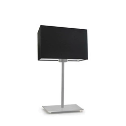 Lampka nocna do sypialni AMALFI czarna nowoczesna z abażurem i stalową podstawą LYSNE 40 cm