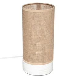 Lampka nocna Elva boho z drewna sosnowego i lnu do sypialni Atmosphera wys. 27 cm