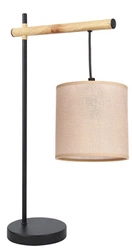 Lampka nocna do sypialni Combi czarna z beżowym abażurem nowoczesna CANDELLUX 55 cm