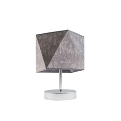 Lampka nocna do sypialni PASADENA LYSNE nowoczesna szary melanż z abażurem chrom 30 cm