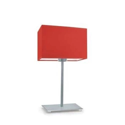 Lampka nocna do sypialni AMALFI nowoczesna z czerwonym abażurem i srebrnym stelażem LYSNE 40 cm