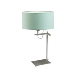 Lampka nocna do sypialni Alaska nowoczesna miętowa z abażurem na srebrnym stelażu LYSNE