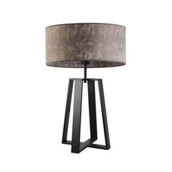 Lampka nocna do sypialni LYSNE THOR nowoczesna szara z abażurem metalowa na stolik 61 cm