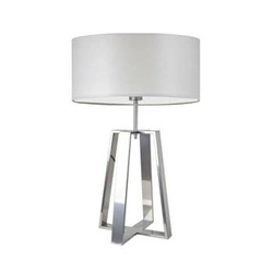 Lampka nocna do sypialni Thor nowoczesna z jasnoszarym abażurem i srebrną podstawą 61 cm