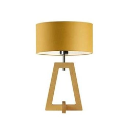 Lampka nocna do sypialni Clio żółta z abażurem glamour drewniana dąb personalizowana LYSNE
