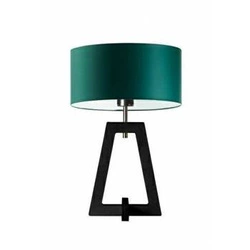 Lampka nocna CLIO zielona glamour z abażurem i drewnianą hebanową podstawą do sypialni LYSNE