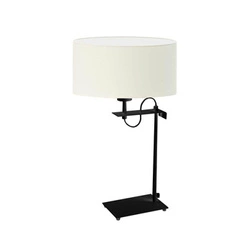Lampka nocna do sypialni Alaska nowoczesna z abażurem ecru i czarnym stelażem LYSNE 55 cm
