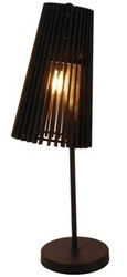 Lampka nocna Osaka Ledea nowoczesna czarna drewniana do sypialni lub salonu z abażurem