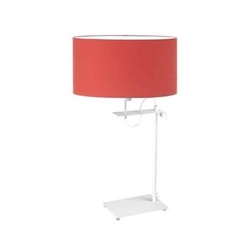 Lampka nocna do sypialni Alaska nowoczesna z czerwonym abażurem i białą podstawą LYSNE 55 cm