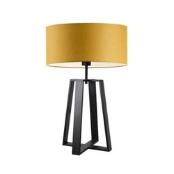Lampka nocna do sypialni Thor nowoczesna z abażurem żółtym i czarną podstawą LYSNE 61 cm