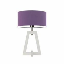 Lampka nocna Clio nowoczesna glamour fioletowa z abażurem drewniana do sypialni lub salonu