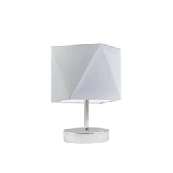 Lampka nocna do sypialni PASADENA nowoczesna szara z abażurem na stelażu chrom LYSNE