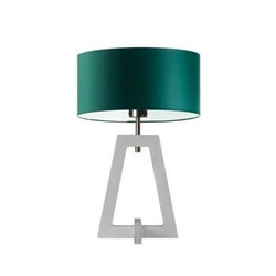 Lampka nocna Clio glamour z zielonym abażurem i białą drewnianą podstawą do sypialni LYSNE
