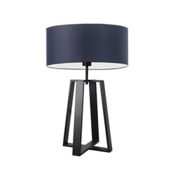 Lampka nocna do sypialni Thor nowoczesna granatowa z abażurem na czarnym stelażu LYSNE