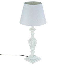 Lampka nocna Renzo biała nowoczesna z lnianym abażurem do sypialni i salonu Atmosphera