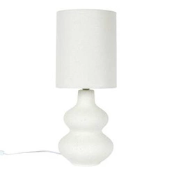 Lampka nocna ceramiczna Lamil kremowa z abażurem do sypialni nowoczesna Intesi 50 cm