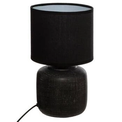 Lampka nocna ceramiczna czarna Salta Atmosphera nowoczesna z abażurem do sypialni 26,5 cm