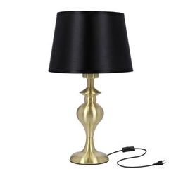 Lampka nocna do sypialni Prima Gold nowoczesna złota z czarnym abażurem glamour 40 cm