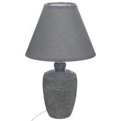 Lampka nocna ceramiczna Balvy szara z abażurem rustykalna do sypialni i salonu Atmosphera