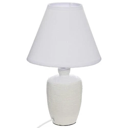 Lampka nocna ceramiczna Balvy biała Atmosphera z abażurem do sypialni w stylu rustykalnym