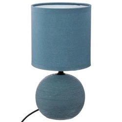 Nowoczesna lampka nocna ceramiczna Timeo niebieska z abażurem do sypialni Atmosphera 25 cm