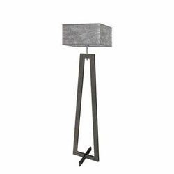Lampa podłogowa JAWA szara melanż z abażurem, nowoczesna drewniana do salonu Lysne 138 cm