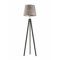 Lampa stojąca do salonu drewniana Aruba szara z abażurem trójnóg glamour Lysne 149 cm