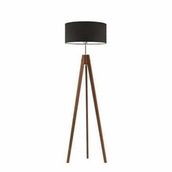 Lampa podłogowa drewniana HAITI brązowa z abażurem glamour do salonu i sypialni Lysne
