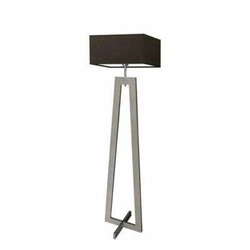 Lampa podłogowa JAWA brązowa drewniana z abażurem do salonu i sypialni Lysne 138 cm