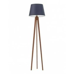 Lampa stojąca do salonu Curacao granatowy abażur nowoczesna drewniana Lysne 158 cm