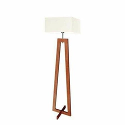 Lampa podłogowa drewniana JAWA Lysne nowoczesna z abażurem ecru do salonu 138 cm