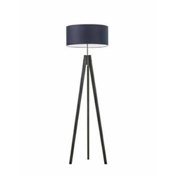 Lampa podłogowa drewniana HAITI granatowy abażur glamour do salonu i pokoju dziecięcego LYSNE