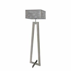 Lampa stojąca do salonu Jawa szara melanż skandynawska drewniana z abażurem Lysne 138 cm