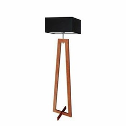 Lampa stojąca do salonu JAWA czarna z abażurem nowoczesna drewniana 138 cm Lysne