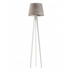 Lampa podłogowa Curacao nowoczesna drewniana z abażurem szary melanż do salonu Lysne 158 cm