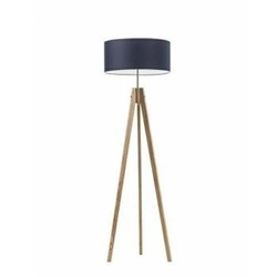 Lampa podłogowa drewniana HAITI granatowy abażur glamour do salonu i sypialni Lysne