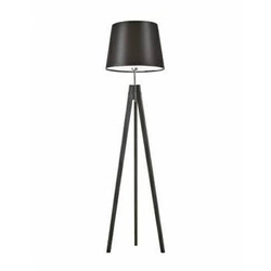 Lampa podłogowa drewniana trójnóg Aruba brązowa z abażurem do salonu i sypialni LYSNE