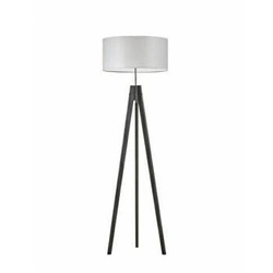 Lampa podłogowa drewniana HAITI jasny szary abażur glamour do salonu i sypialni Lysne