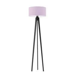 Lampa podłogowa trójnóg MIAMI Lysne glamour z abażurem fioletowym do salonu drewniana