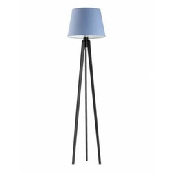 Lampa stojąca do salonu Curacao niebieska nowoczesna drewniana z abażurem Lysne 158 cm