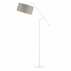 Lampa stojąca do salonu nowoczesna glamour szara z abażurem Liberia Gold Lysne regulowana 170 cm