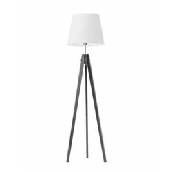 Lampa podłogowa drewniana z abażurem Aruba biała trójnóg do salonu i sypialni Lysne