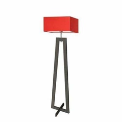 Lampa stojąca do salonu nowoczesna JAWA czerwona drewniana z abażurem LYSNE 138 cm